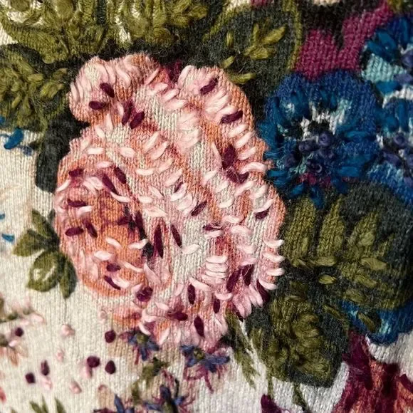 Anthropologie Angel Of The North Embroidered Floral Sweater - Picture 5 of 8